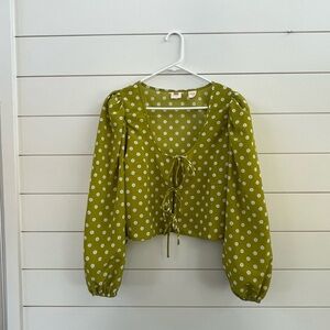 Levi's Green Puff Sleeve Crop Blouse